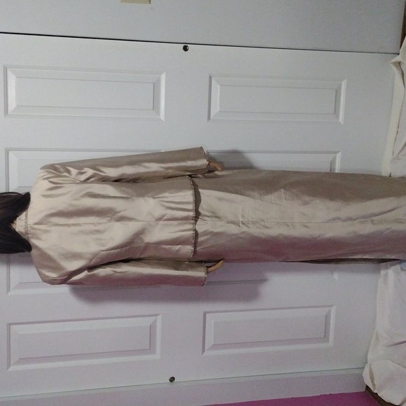 Silk Cocktail Dress 3 Piece Evening Gown Beaded Silk Blazer Vest Long Skirt Sz 6 - Picture 10 of 15